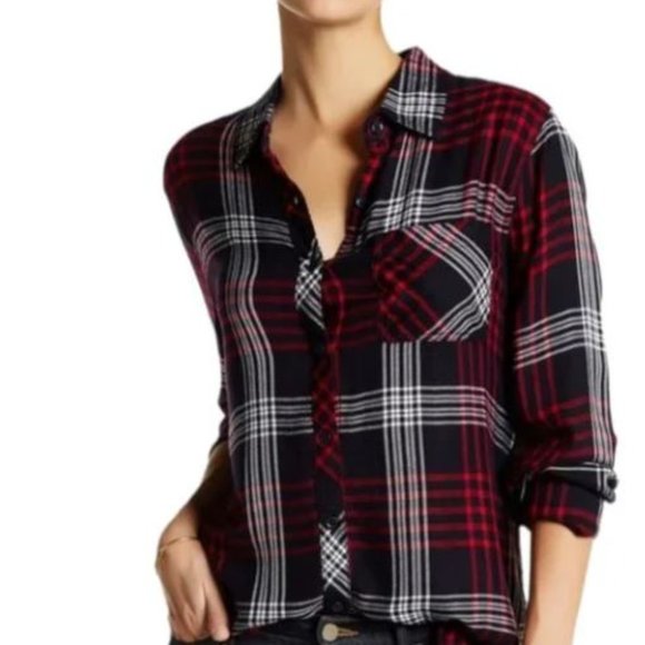 Beachlunchlounge Charley Plaid Flannel Button Down Shirt - EUC - Picture 1 of 4